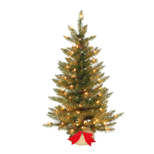 3' Pre-Lit Slim Fraser Fir Artificial Christmas Tree with 70 UL-Listed Clear Incandescent Lights