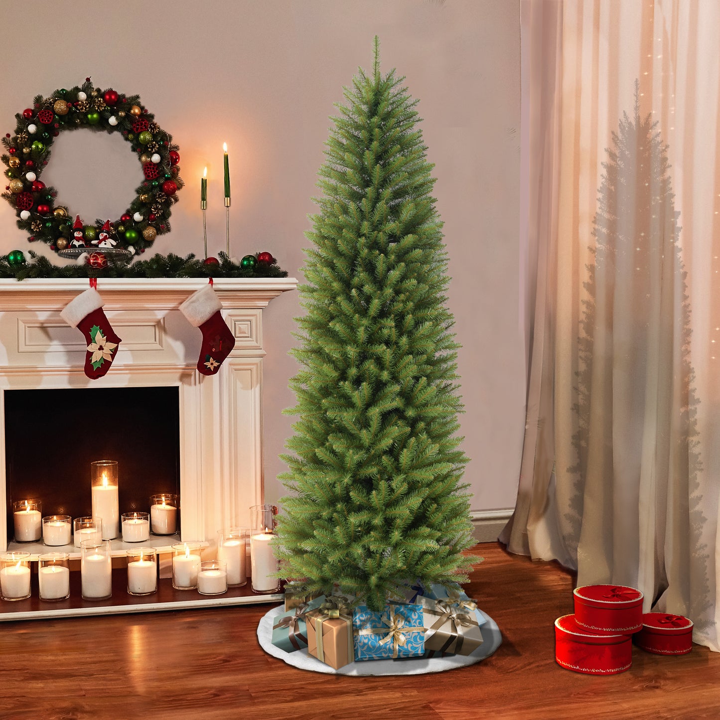 6' Pencil Fraser Fir Artificial Christmas Tree with Stand, Green