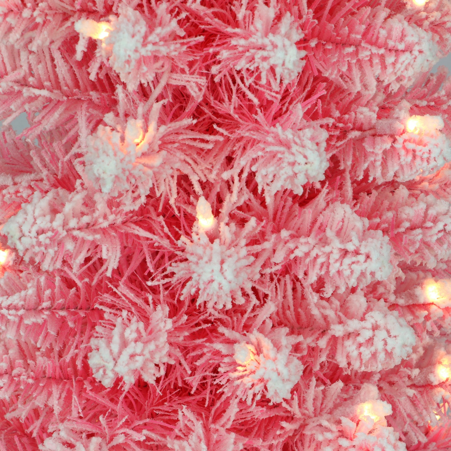 Pre-Lit 4.5' Flocked Fashion Pink Pencil Artificial Christmas Tree with 100 Lights, Pink