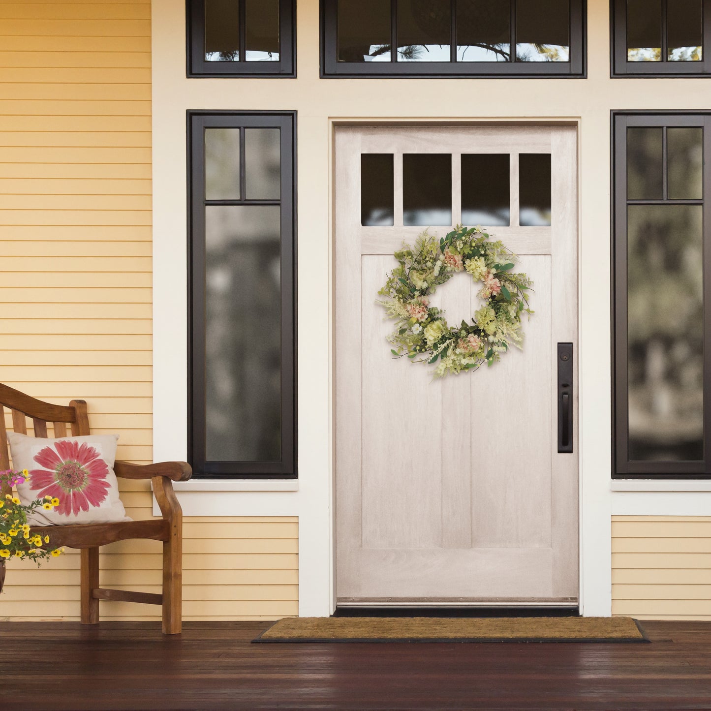 24" Artificial Hydrangea and Dogwood Floral Spring Wreath