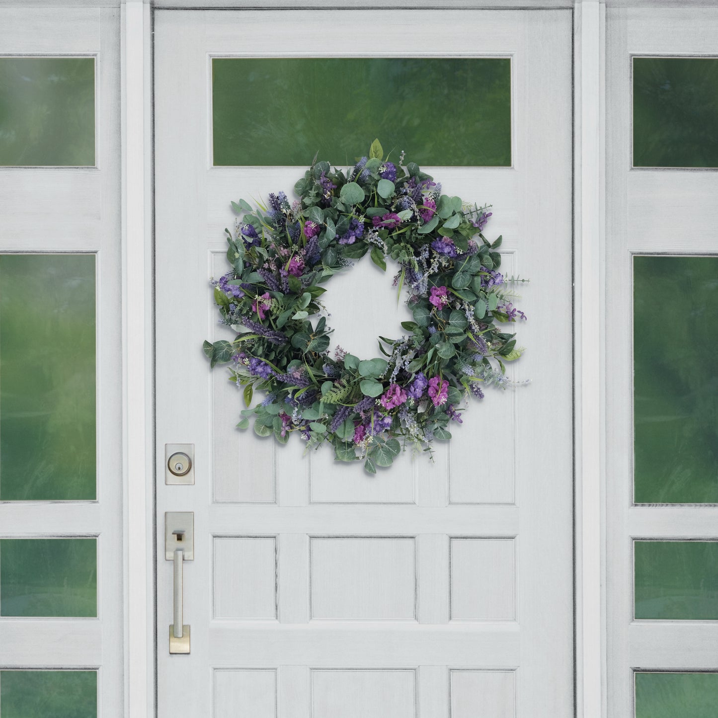 Puelo International 30" Artificial Lavender And Eucalyptus Floral Spring Wreath