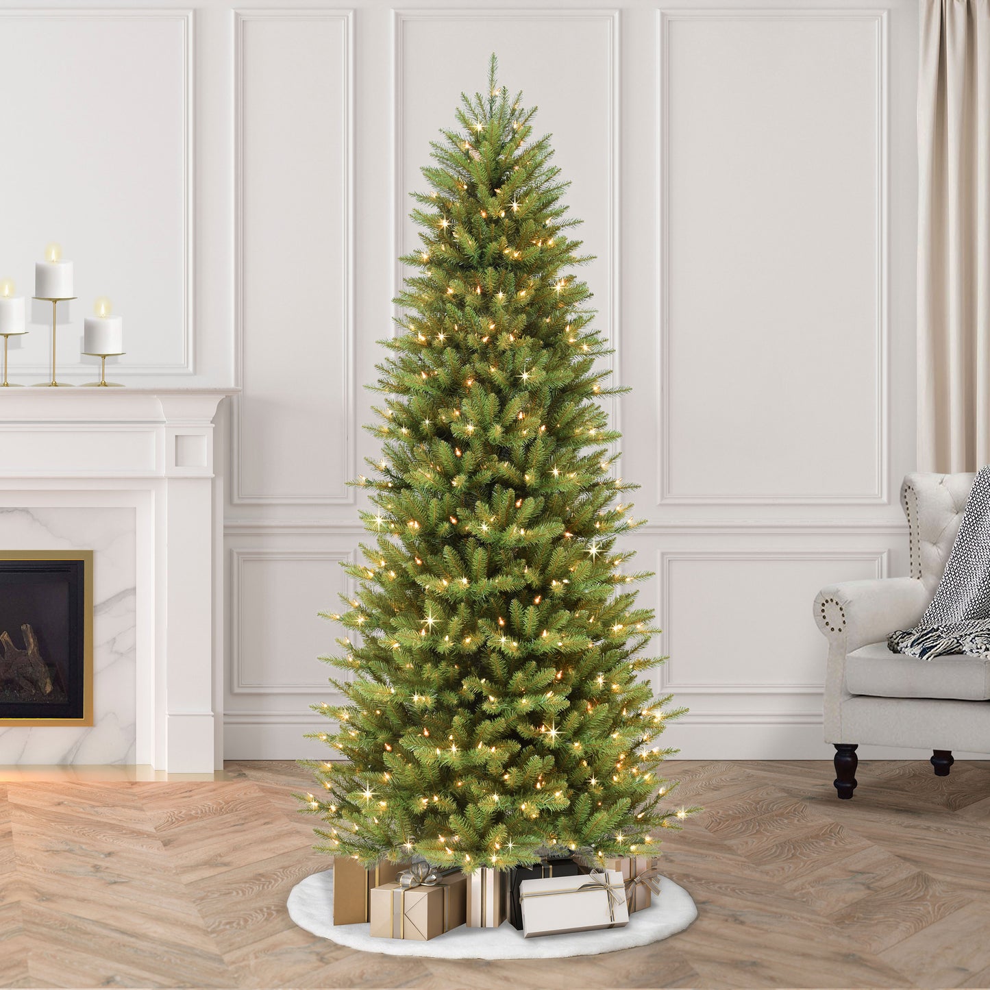 12' Pre-Lit Slim Fraser Fir Artificial Christmas Tree 1200 UL-Listed Clear Lights