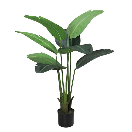 45.5"Artificial Travellers Palm Tree with 8 Leaves In Black Plastic Pot