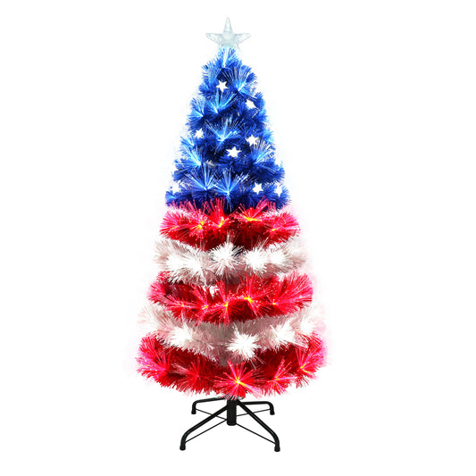 Pre-Lit 4' Fiber Optic Patriotic Artificial Christmas Tree, Red/White/Blue