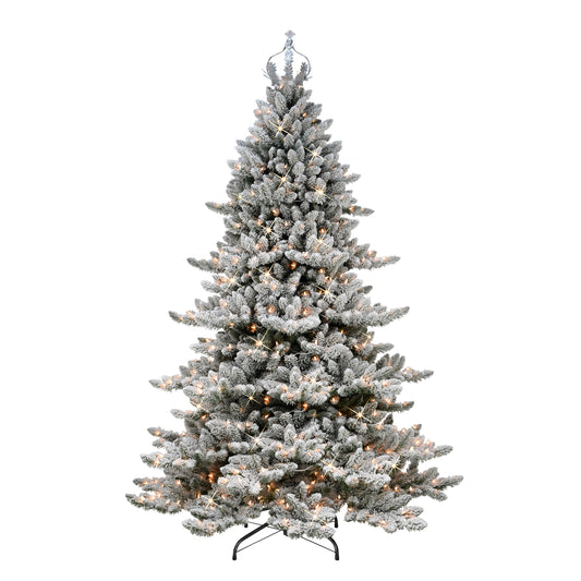 Pre-Lit 7.5' Royal Majestic Spruce Artificial Christmas Tree with 700 Lights with Silver Crown Treetop, Green