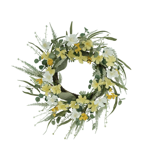 24" Artificial Dogwood Floral Spring Wreath