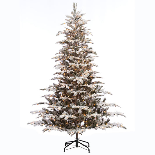 Pre-Lit 6.5' Flocked Aspen Fir Artificial Christmas Tree with 500 Lights, Green