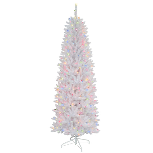 Pre-Lit 4.5' Pencil White Fraser Fir Artificial Christmas Tree with 150 Lights, White