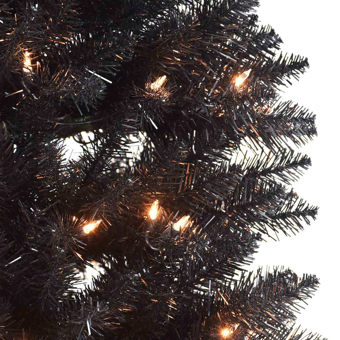 Pre-Lit 6.5' Black Pencil Fraser Fir Artificial Christmas Tree with 250 Lights, Black