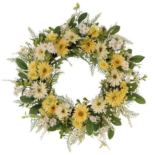 30" Artificial Chrysanthemum And Daisy  Floral Spring Wreath 1