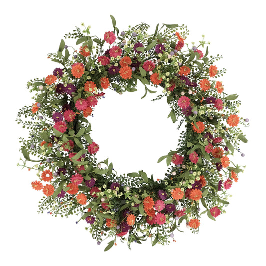 30" Artificial Daisy Floral Spring Wreath