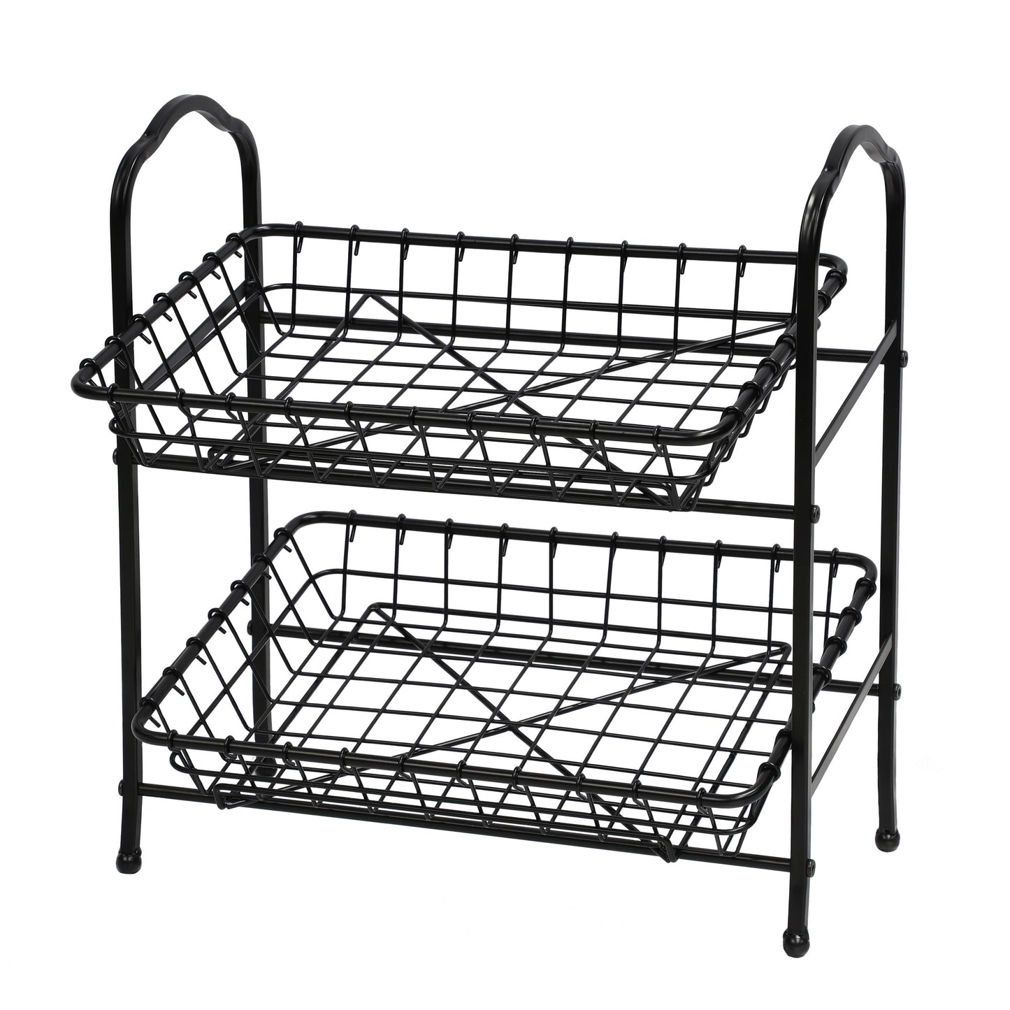 2-Tier Metal Hand Crafted Basket Removable Baskets