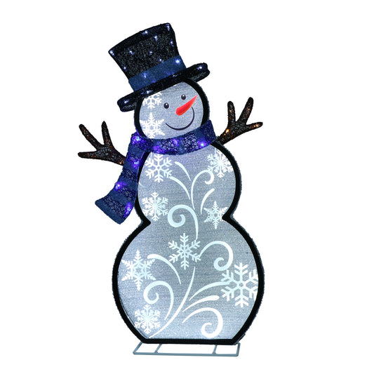 30" Lighted Outdoor Snowman with 137 LED Lights, White/Blue/Black