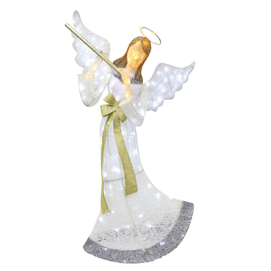 70" Outdoor Lighted Angel with 175 Lights, Champagne/Gold