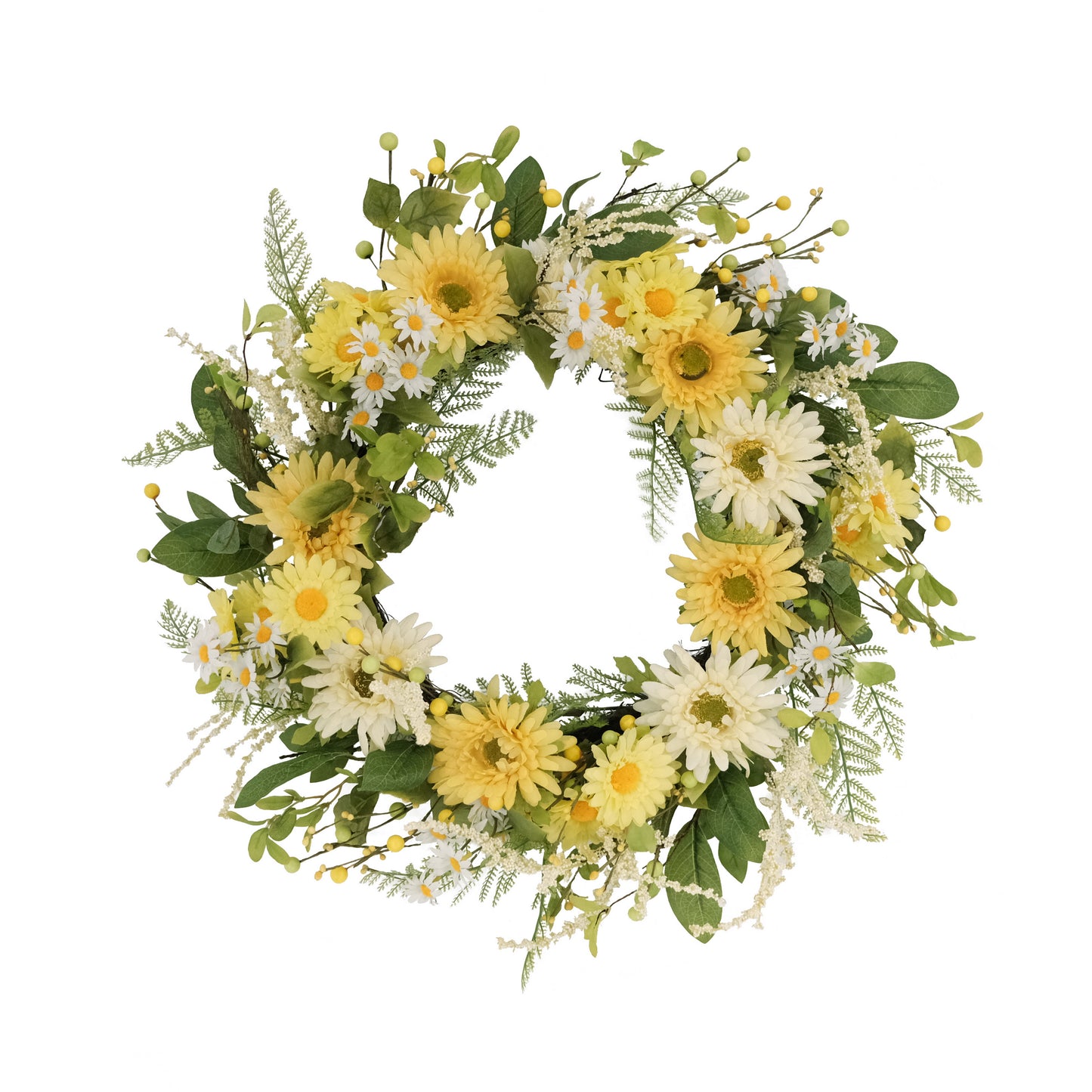 24" Artificial Chrysanthemum And Daisy Floral Spring Wreath