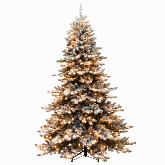 Pre-Lit 9' Flocked Royal Majestic Spruce Artificial Christmas Tree with 800 Lights, Green