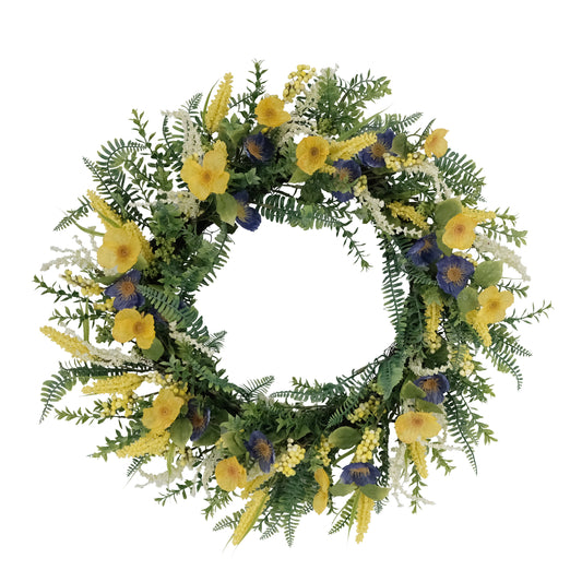 30" Artificial Poppy Floral Spring Wreath