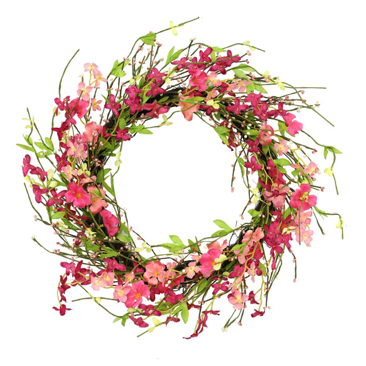 24" Artificial Spring Jasmine Flower Wreath