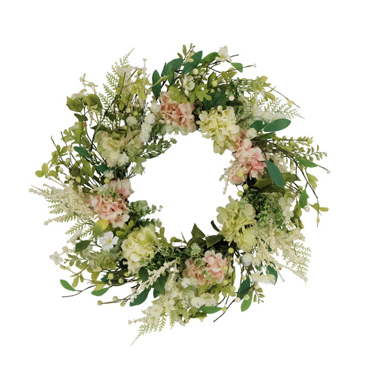 24" Artificial Hydrangea and Dogwood Floral Spring Wreath