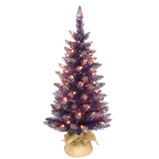3' Pre-Lit Purple Artificial Christmas Tree with 50 UL-Listed Clear Lights