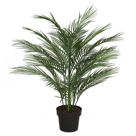 32" Artificial Areca Palm Tree with Black Plastic Vase