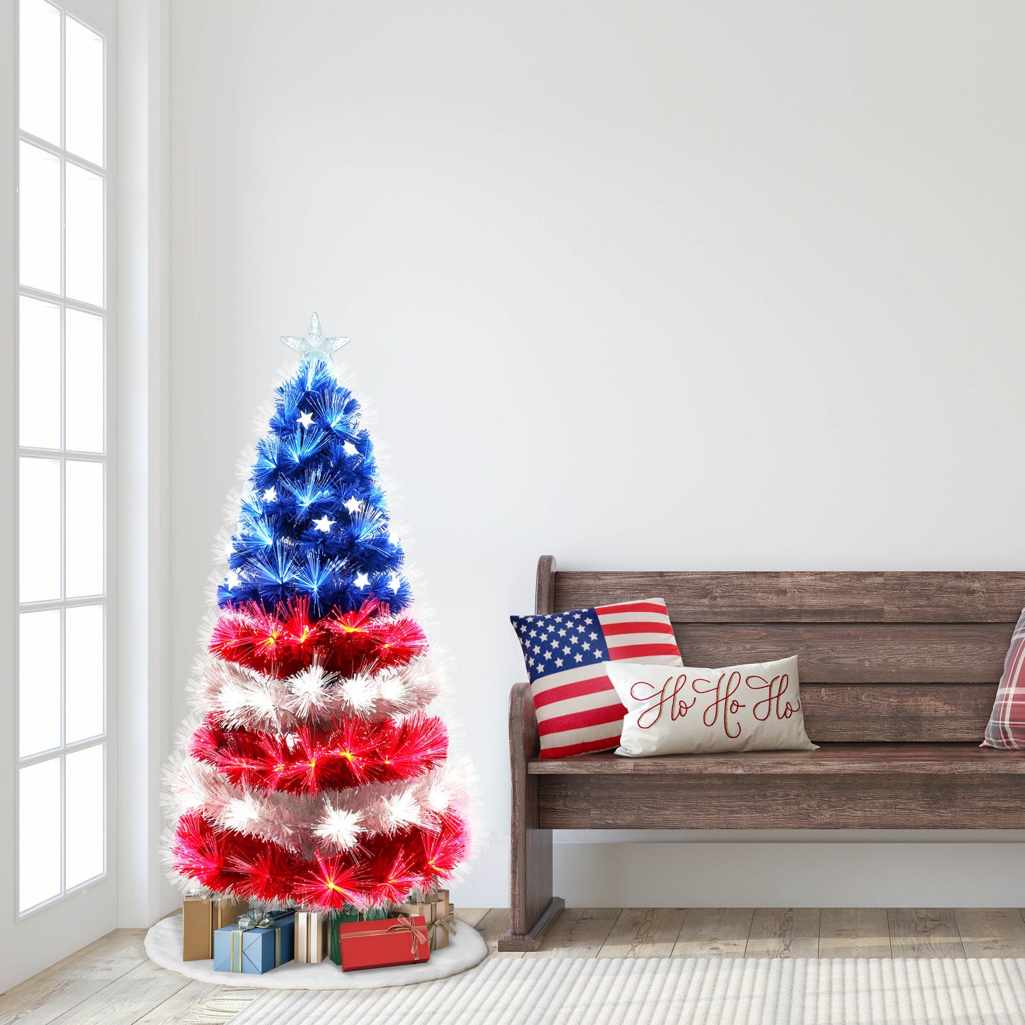 Pre-Lit 4' Fiber Optic Patriotic Artificial Christmas Tree, Red/White/Blue