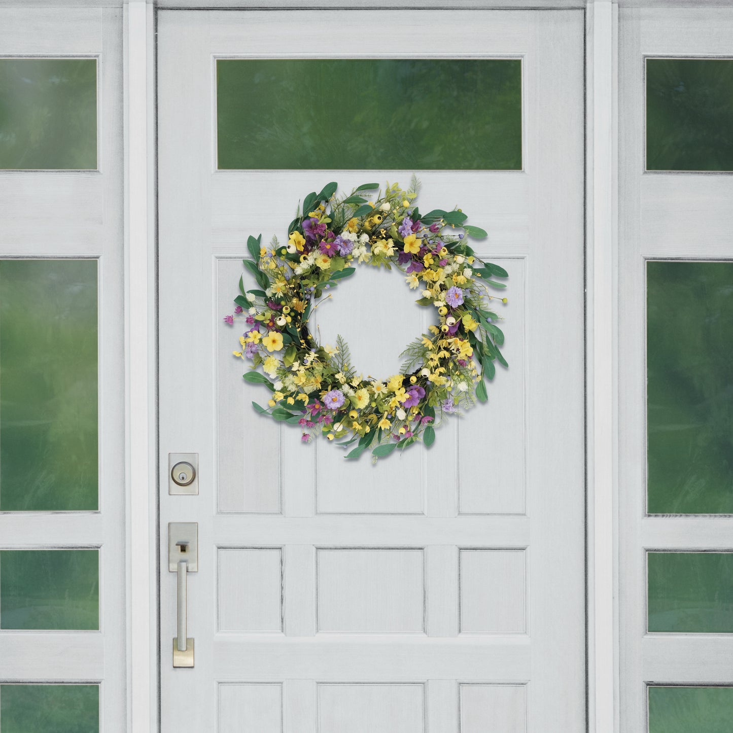 30" Artificial Dogwood and Daisy and  Poppy Floral Spring Wreath