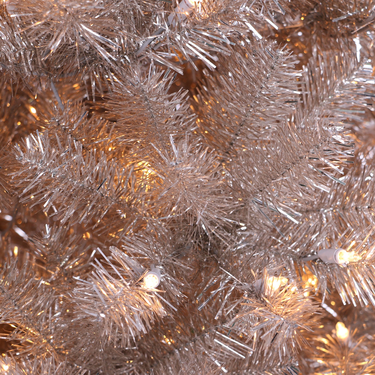 6½' Pre-Lit Rose Gold Tinsel Artificial Christmas Tree with 300 UL- Listed Lights