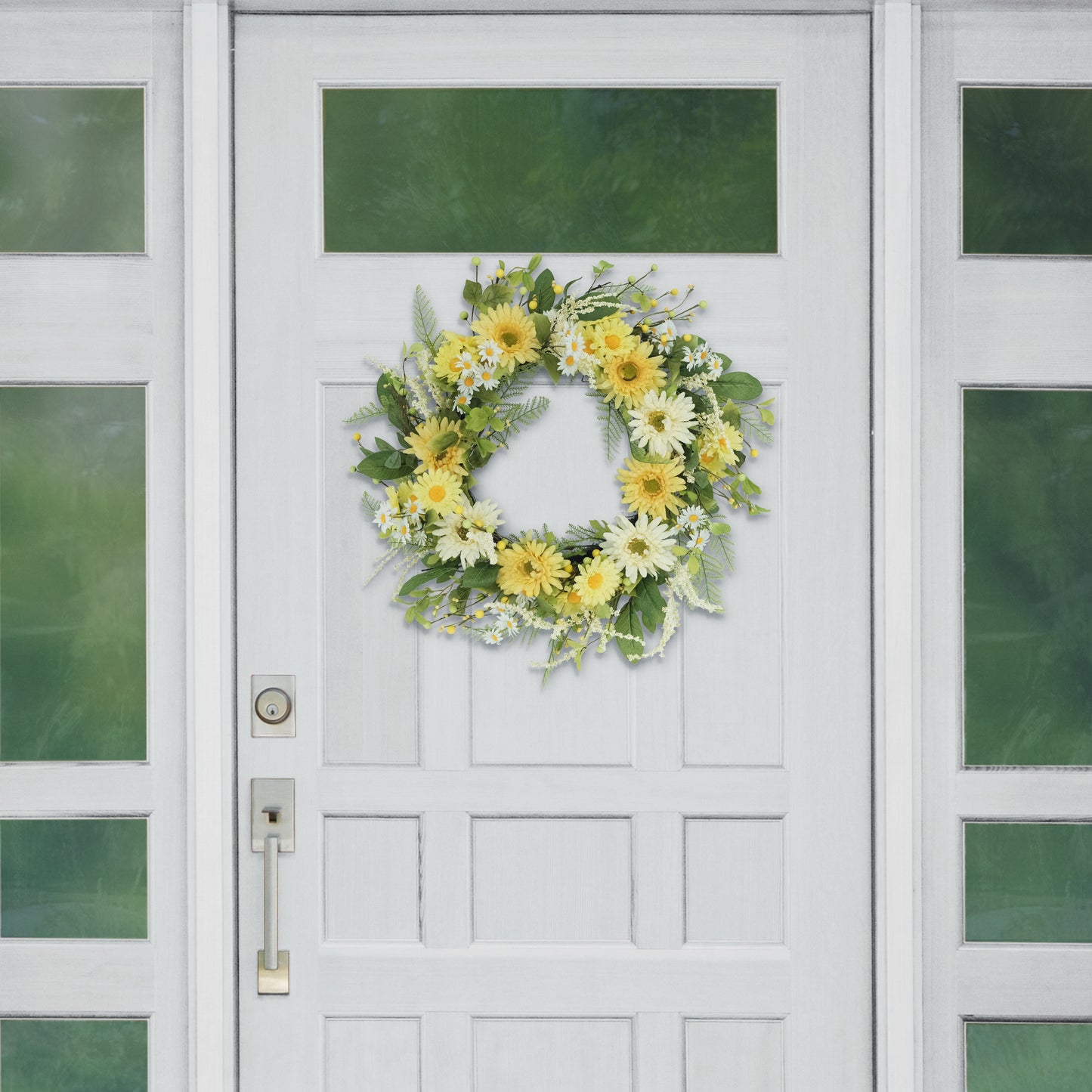 24" Artificial Chrysanthemum And Daisy Floral Spring Wreath