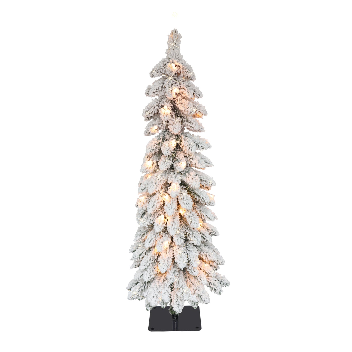 Pre-Lit 3' Flocked Pencil Alpine Artificial Christmas Tree with 35 Lights, Green